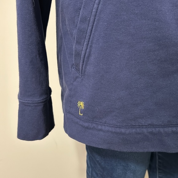 LILLY PULITZER Skipper Solid Popover Navy Blue Sweatshirt Bamboo Zipper Sz XL - Picture 8 of 15
